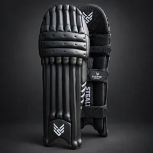 Skyshot Stealth Cricket Pads | Players Grade Batting Leg guards (Black)